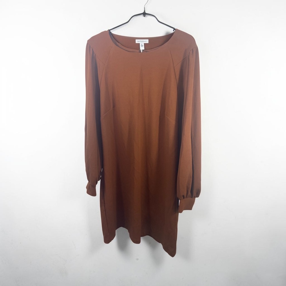 Clover and Sloane Rust Brown Long Balloon Sleeve Shift Dress Womens 16